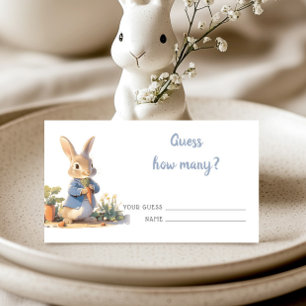 Peter Rabbit Baby shower raad eens hoeveel Informatiekaartje