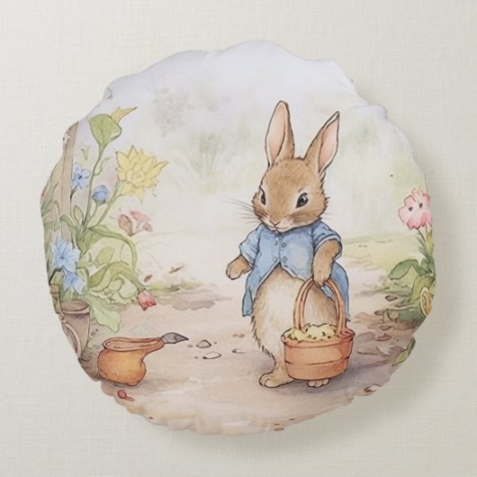 Peter Rabbit Baby shower Rond Kussen (Achterkant)