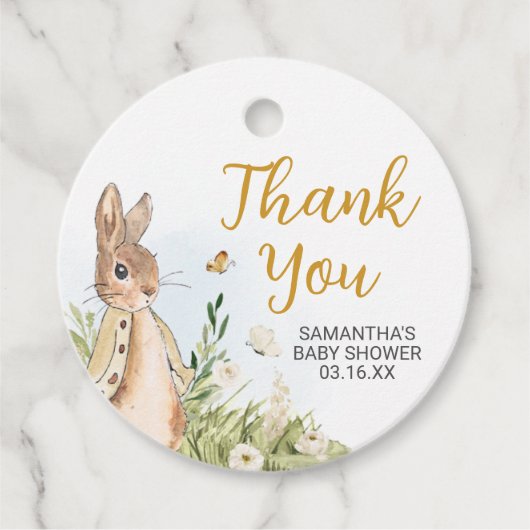 Peter Rabbit Baby shower Ronde Bedankjes Labels (Voorkant)