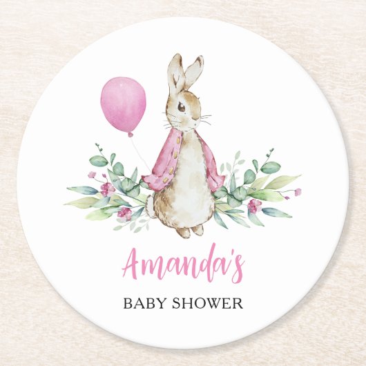 Peter Rabbit Baby shower Ronde Kartonnen Onderzetter (Voorkant)