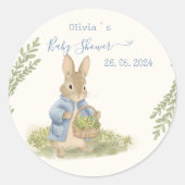 Peter Rabbit Baby shower Ronde Sticker (Voorkant)