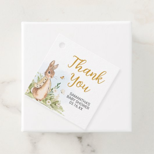 Peter Rabbit Baby shower Square Bedankjes Labels (In situ)