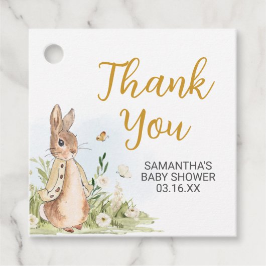 Peter Rabbit Baby shower Square Bedankjes Labels (Voorkant)