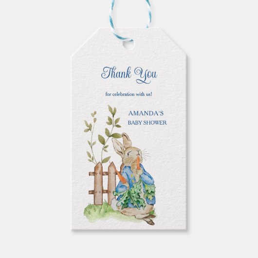 Peter Rabbit Baby Shower Thank You Cadeaulabel (Voorkant)