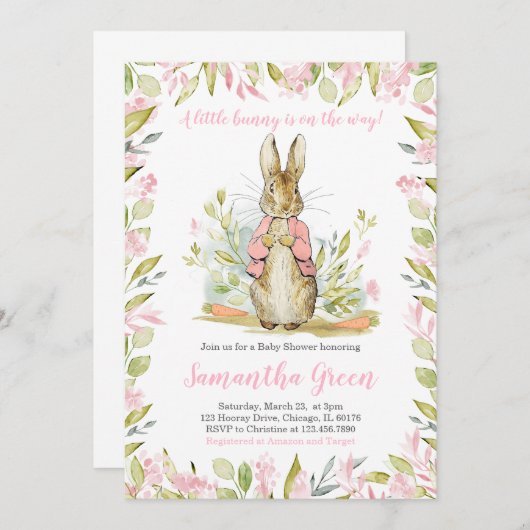 Peter Rabbit Baby Shower Uitnodiging (Voorkant / Achterkant)