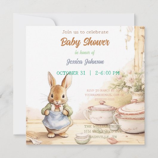Peter Rabbit Baby shower Uitnodiging (Voorkant)