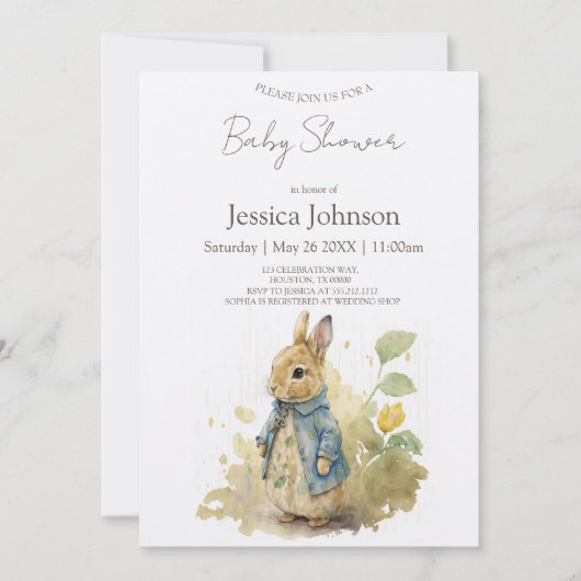 Peter Rabbit Baby shower Uitnodiging (Voorkant)