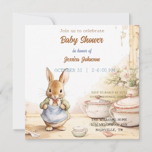 Peter Rabbit Baby shower Uitnodiging (Voorkant)
