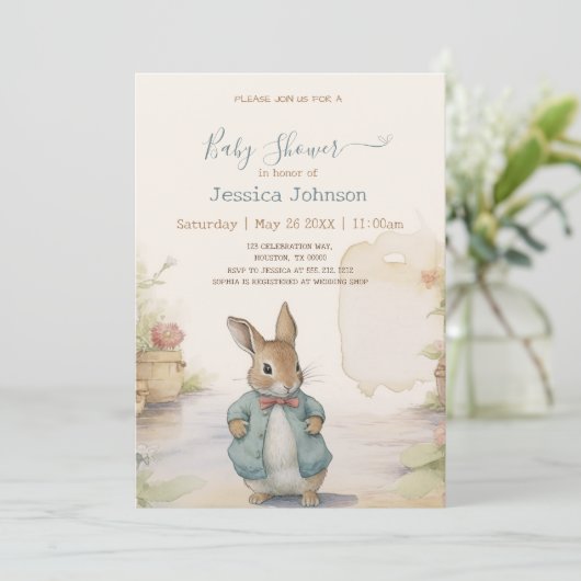 Peter Rabbit Baby shower Uitnodiging (Staand voorkant)
