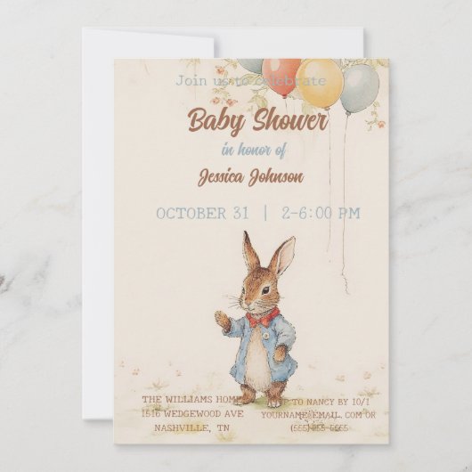 Peter Rabbit Baby shower Uitnodiging (Voorkant)