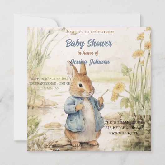 Peter Rabbit Baby shower Uitnodiging (Voorkant)