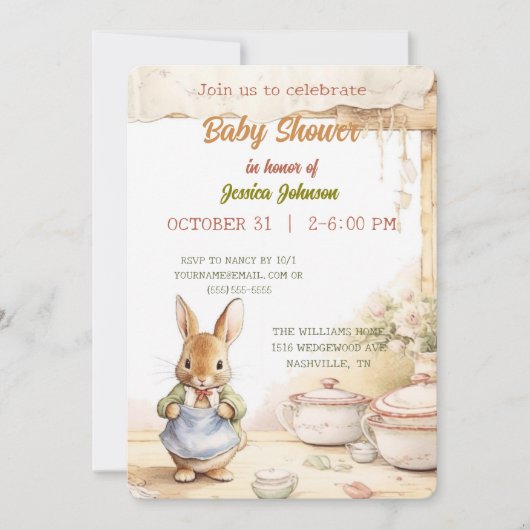 Peter Rabbit Baby shower Uitnodiging (Voorkant)