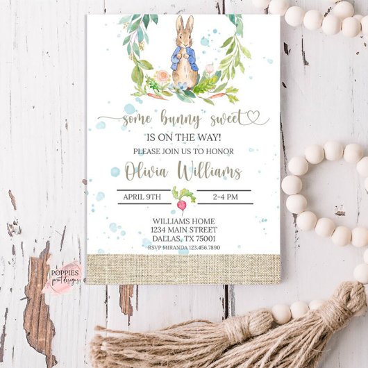 Peter Rabbit Baby shower Uitnodiging