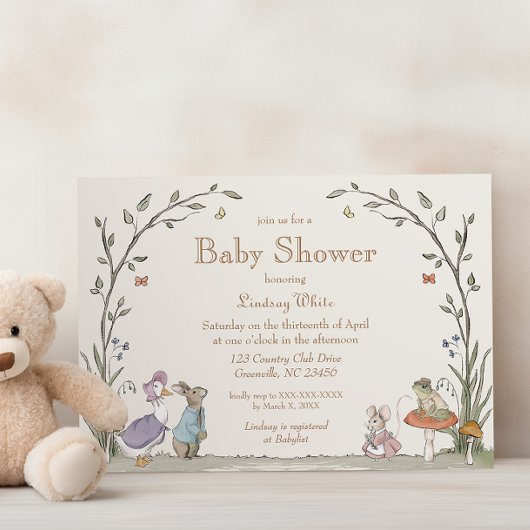 Peter Rabbit Baby shower Uitnodiging