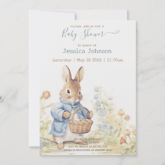Peter Rabbit Baby shower Uitnodiging (Voorkant)