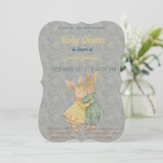 Peter Rabbit Baby shower Uitnodiging (Staand voorkant)