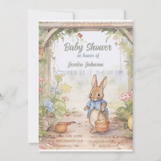 Peter Rabbit Baby shower Uitnodiging (Voorkant)