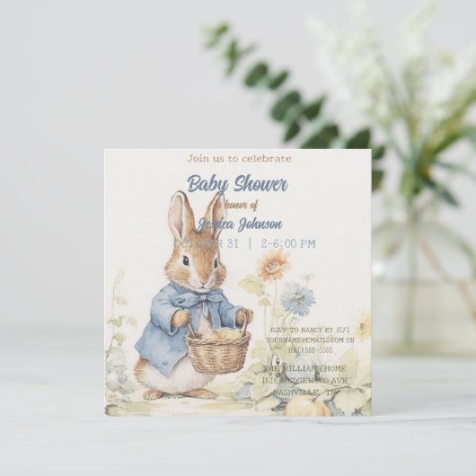 Peter Rabbit Baby shower Uitnodiging (Staand voorkant)