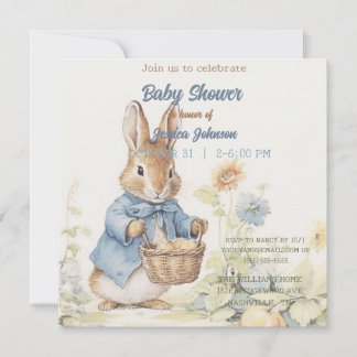 Peter Rabbit Baby shower Uitnodiging