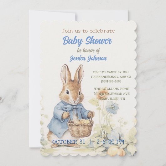 Peter Rabbit Baby shower Uitnodiging (Voorkant)
