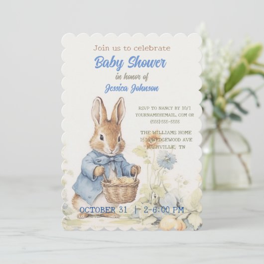 Peter Rabbit Baby shower Uitnodiging (Staand voorkant)