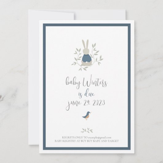 Peter Rabbit Baby Shower Uitnodiging (Achterkant)