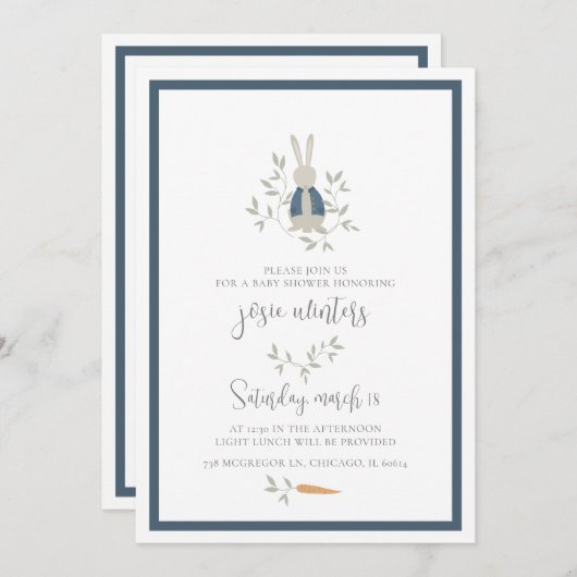 Peter Rabbit Baby Shower Uitnodiging (Voorkant / Achterkant)