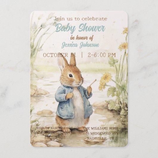 Peter Rabbit Baby shower Uitnodiging Informatiekaartje (Voorkant)