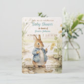 Peter Rabbit Baby shower Uitnodiging Informatiekaartje (Staand voorkant)