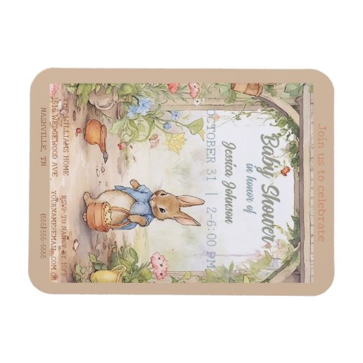 Peter Rabbit Baby shower Uitnodiging Magneet (Horizontaal)