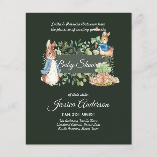 Peter Rabbit  BABY SHOWER Uitnodigingen (Voorkant)