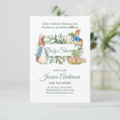 Peter Rabbit BABY SHOWER Uitnodigingen Jongen of M (Staand voorkant)