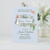 Peter Rabbit BABY SHOWER Uitnodigingen Jongen of M (Staand voorkant)