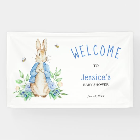 Peter Rabbit Baby shower Welcome Sign Spandoek (Horizontaal)