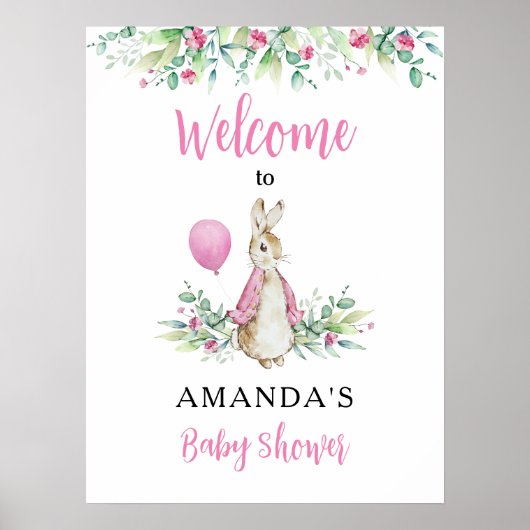 Peter Rabbit Baby shower Welkom Poster (Voorkant)