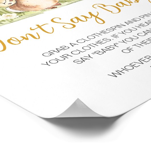 Peter Rabbit Baby shower Zeg geen Baby Poster (Hoek)