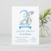 Peter rabbit baby tweede verjaardagsuitnodiging jo kaart (Staand voorkant)