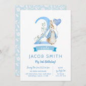 Peter rabbit baby tweede verjaardagsuitnodiging jo kaart (Voorkant / Achterkant)