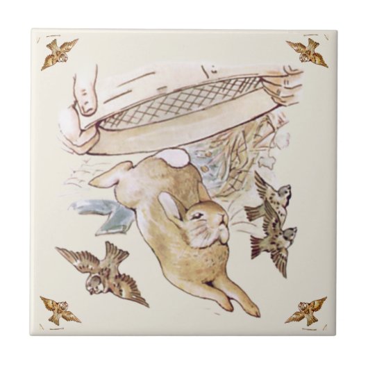 Peter Rabbit Beatrix Potter McGregor Ceramic Tile Tegeltje (Voorkant)