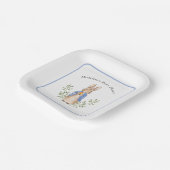 Peter Rabbit Blauw Wit Baby shower Papieren Bordje (Gebogen)
