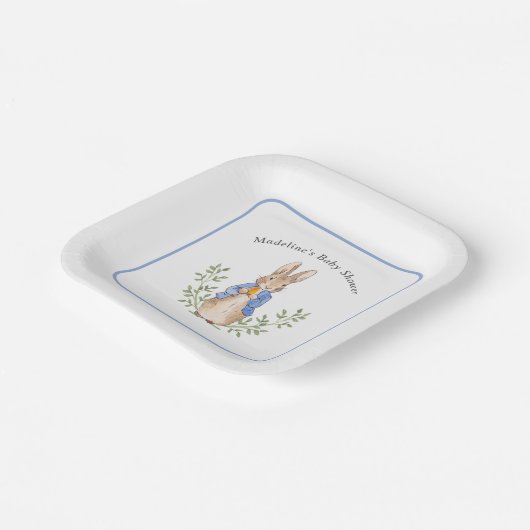 Peter Rabbit Blauw Wit Baby shower Papieren Bordje (Gebogen)