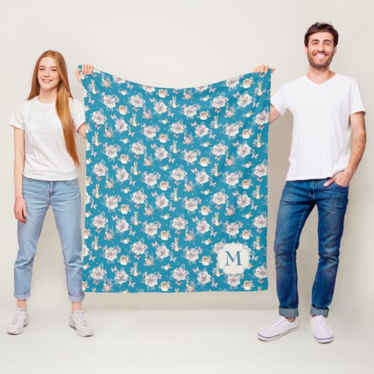 Peter Rabbit | Blauwe tuin Fleece Deken (In situ)