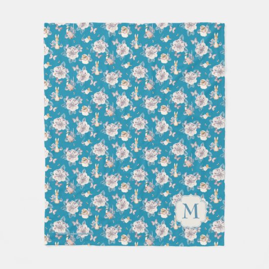 Peter Rabbit | Blauwe tuin Fleece Deken (Voorkant)