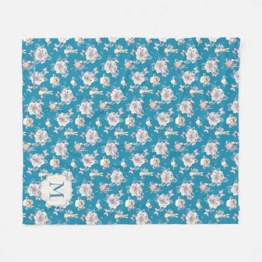 Peter Rabbit | Blauwe tuin Fleece Deken (Voorkant (Horizontaal))