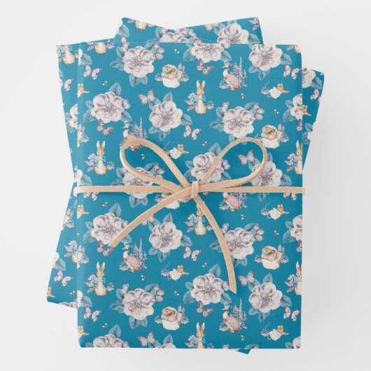 Peter Rabbit | Blauwe tuin Inpakpapier Vel (In situ)