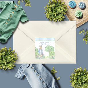 Peter Rabbit Blue Animal Theme Waterverf Vierkante Sticker