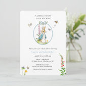 Peter Rabbit Blue Baby Boy Couples Baby shower Kaart (Staand voorkant)