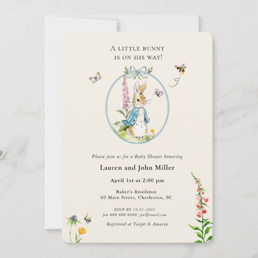  Peter Rabbit Blue Baby Boy Shower Kaart (Voorkant)