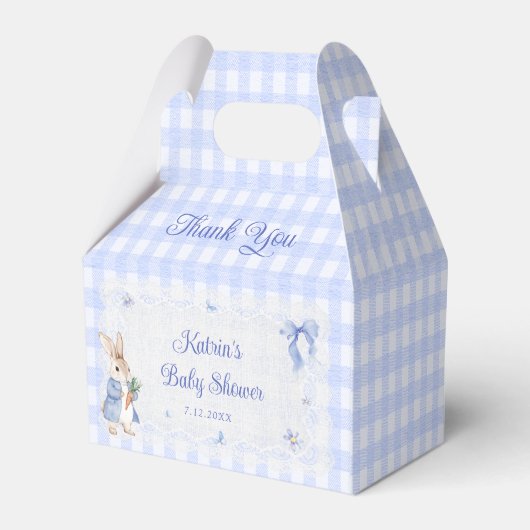 Peter Rabbit Blue Baby Shower Bedankdoosjes (Achterkant)