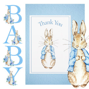 Peter Rabbit Blue Baby shower Dank je Bedankkaart